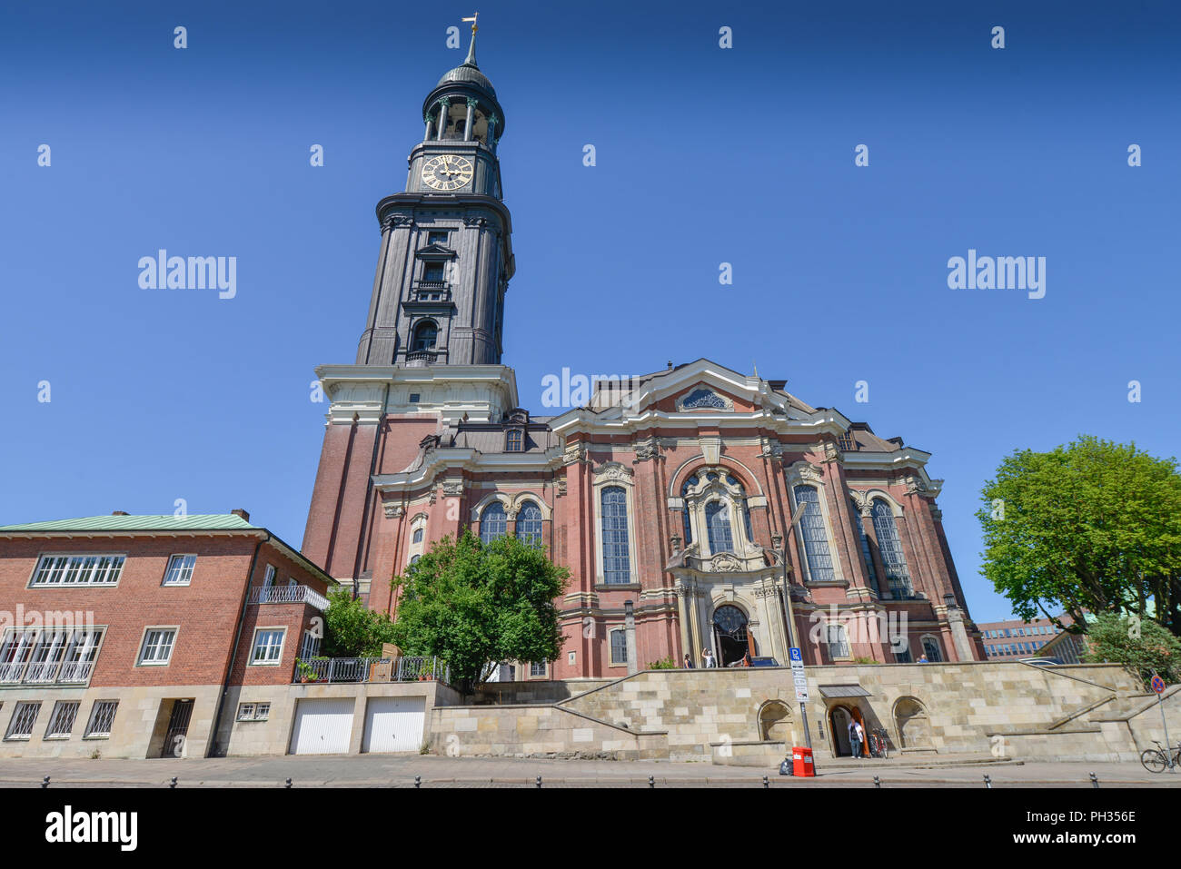 Hauptkirche Sankt Michaelis, Englische Planke, Amburgo, Deutschland Foto Stock
