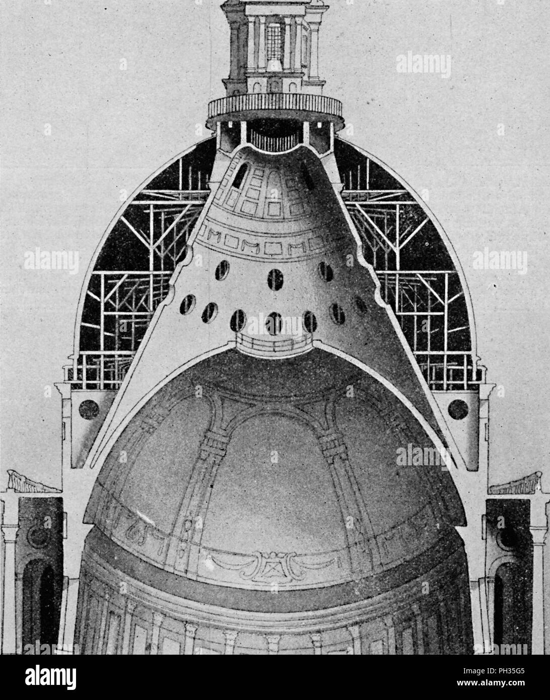 "Un disegno in sezione di Sir Christopher Wren's grande cupola', C1934. Artista: sconosciuto. Foto Stock
