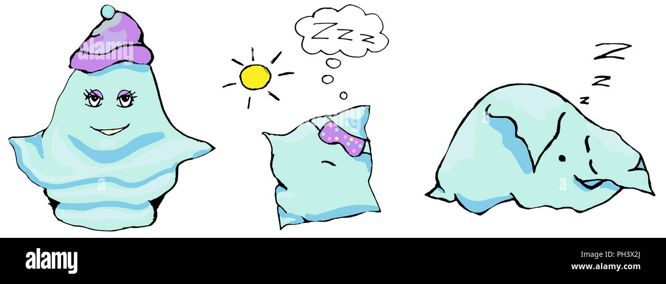 Cartoon cuscino a pelo su sfondo bianco. Carino l'illustrazione per ragazzi, poster, t-shirt e stampa di cartoline. Foto Stock