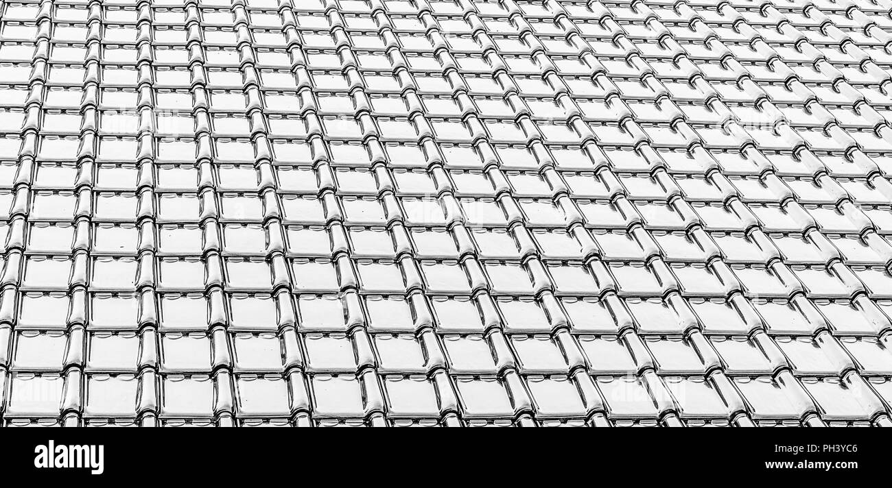 Moderno grigio argento lucido piastrelle sul tetto sfondo texture Foto Stock