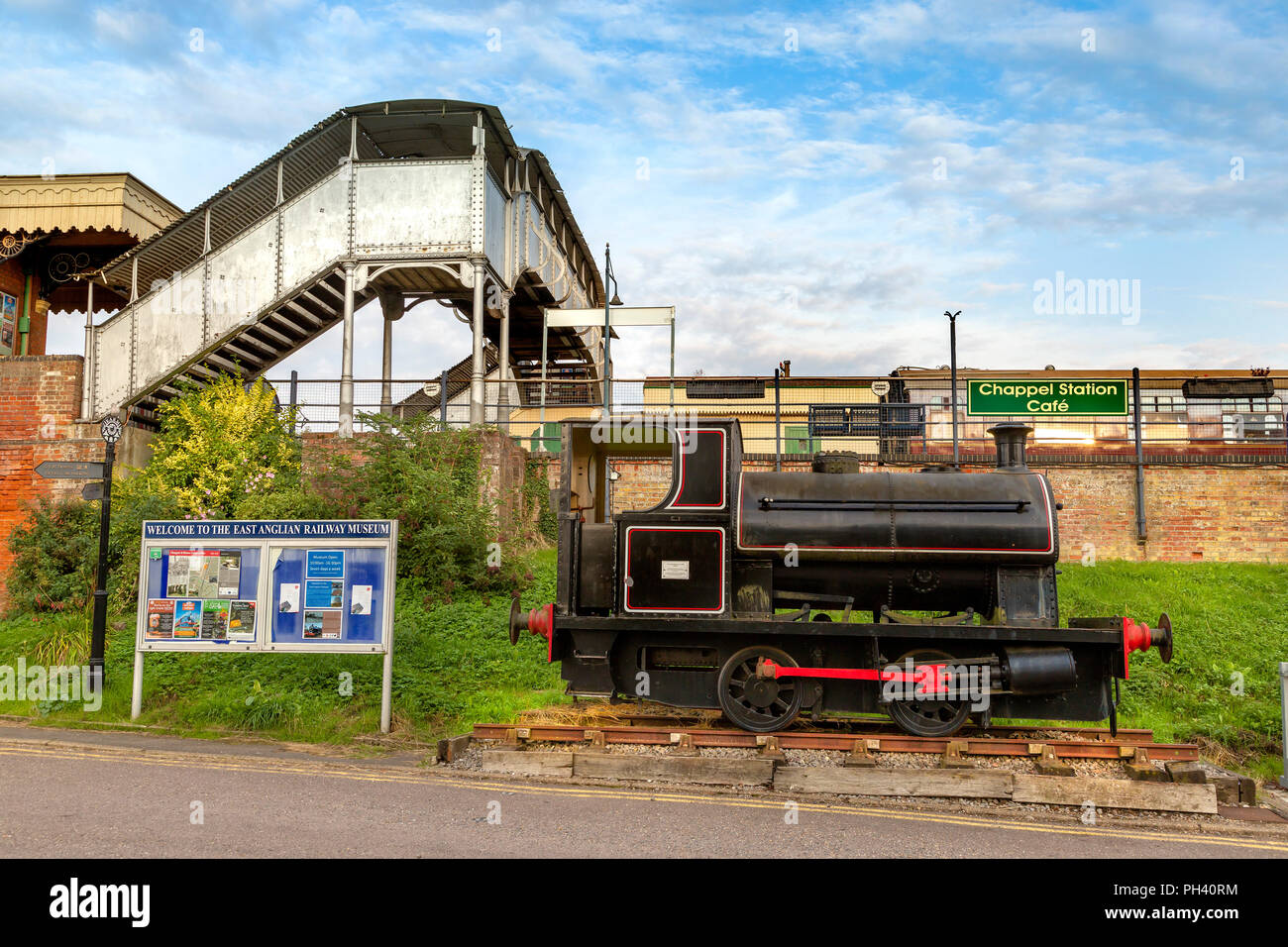 Ingresso alla East Anglian Railway Museum, Chappel & scie Colne Station Foto Stock