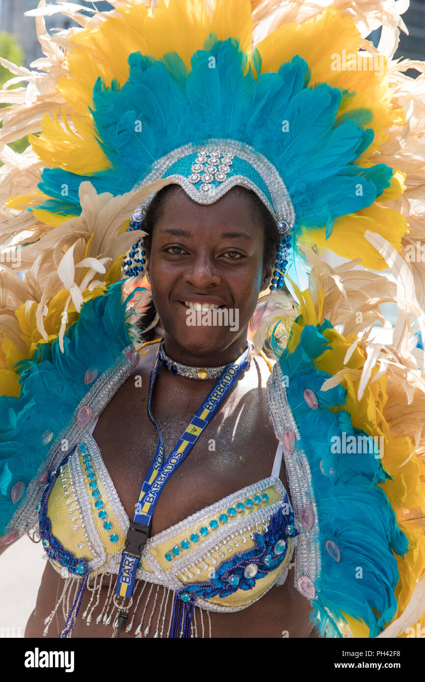 Canada, Québec, Montreal, Carifiesta 2018, parata dei Caraibi e carnevale Foto Stock