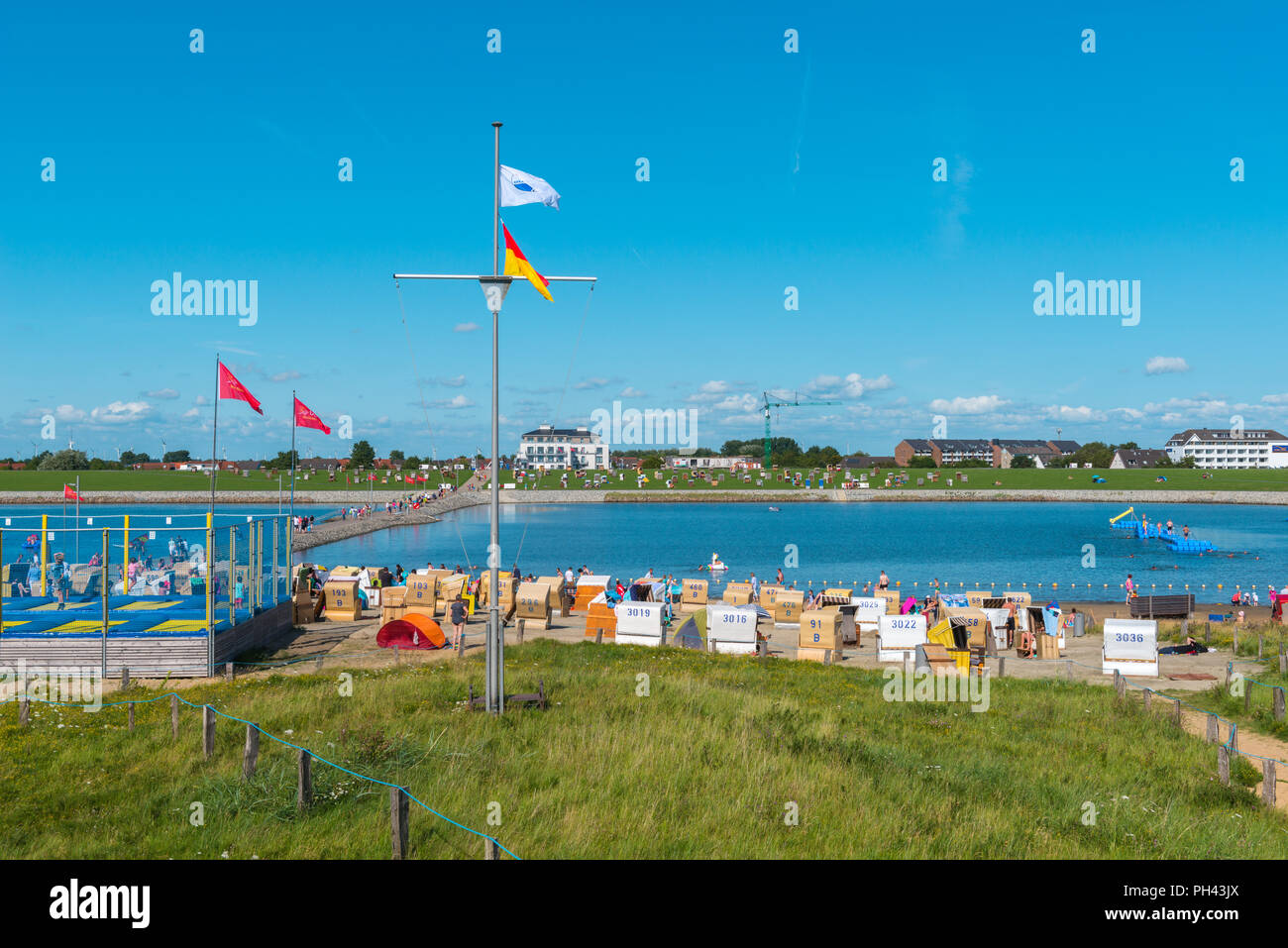 Famiglia Perlebucht laguna o Familienlagune Perlebucht, holiday resort, Büsum, Dithmarschen, Schleswig-Holstein, Germania, Europa Foto Stock