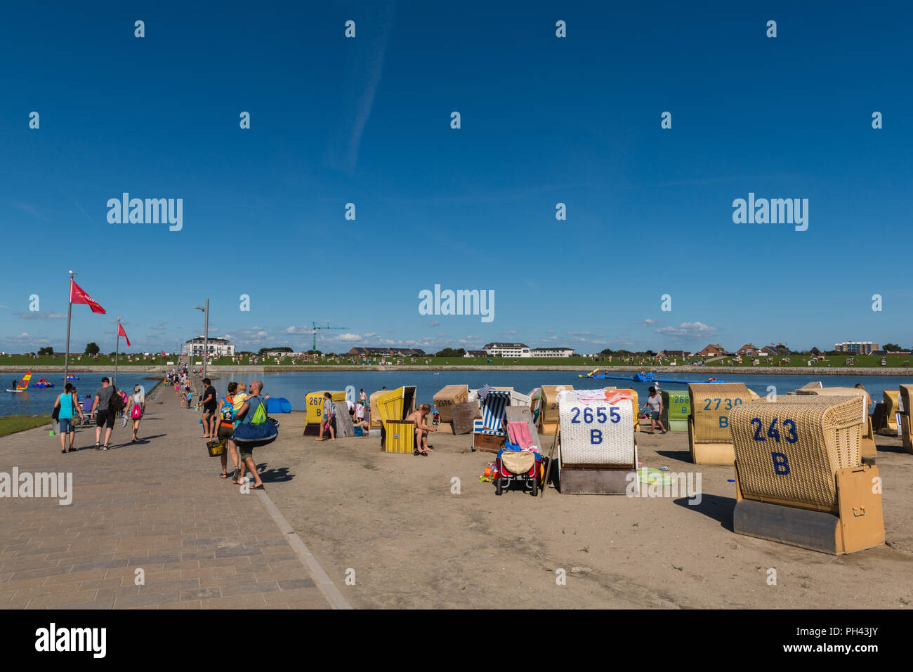 Famiglia Perlebucht laguna o Familienlagune Perlebucht, holiday resort, Büsum, Dithmarschen, Schleswig-Holstein, Germania, Europa Foto Stock