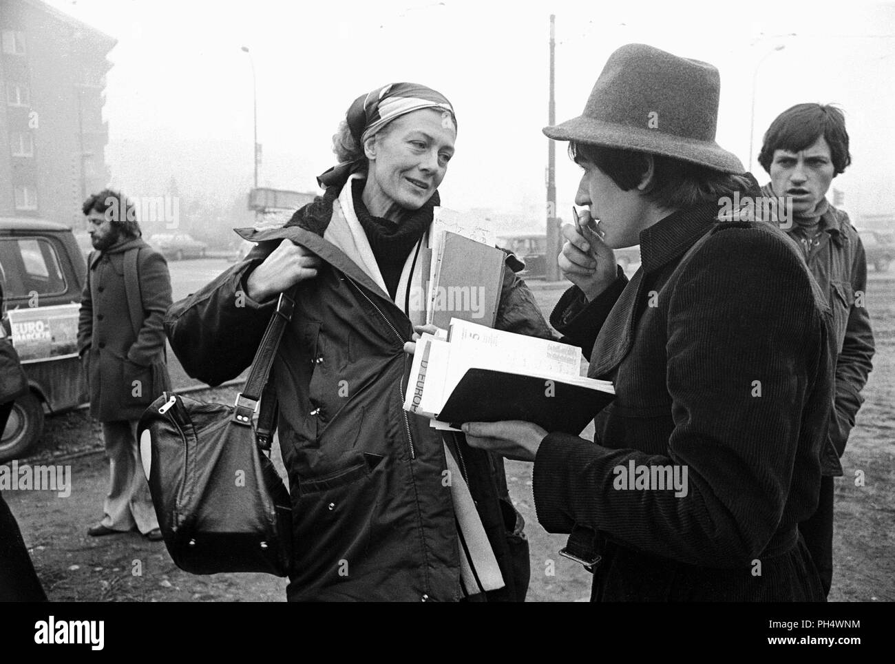 Il grande inglese attrice Vanessa Redgrave è sempre stato politicamente impegnato, qui a Milano (Italia) nel gennaio 1978 partecipa a una dimostrazione durante la comunità internazionale di marzo organizzato dalla tomba (Trozkista ispirato) per la difesa dei diritti dei lavoratori. Foto Stock