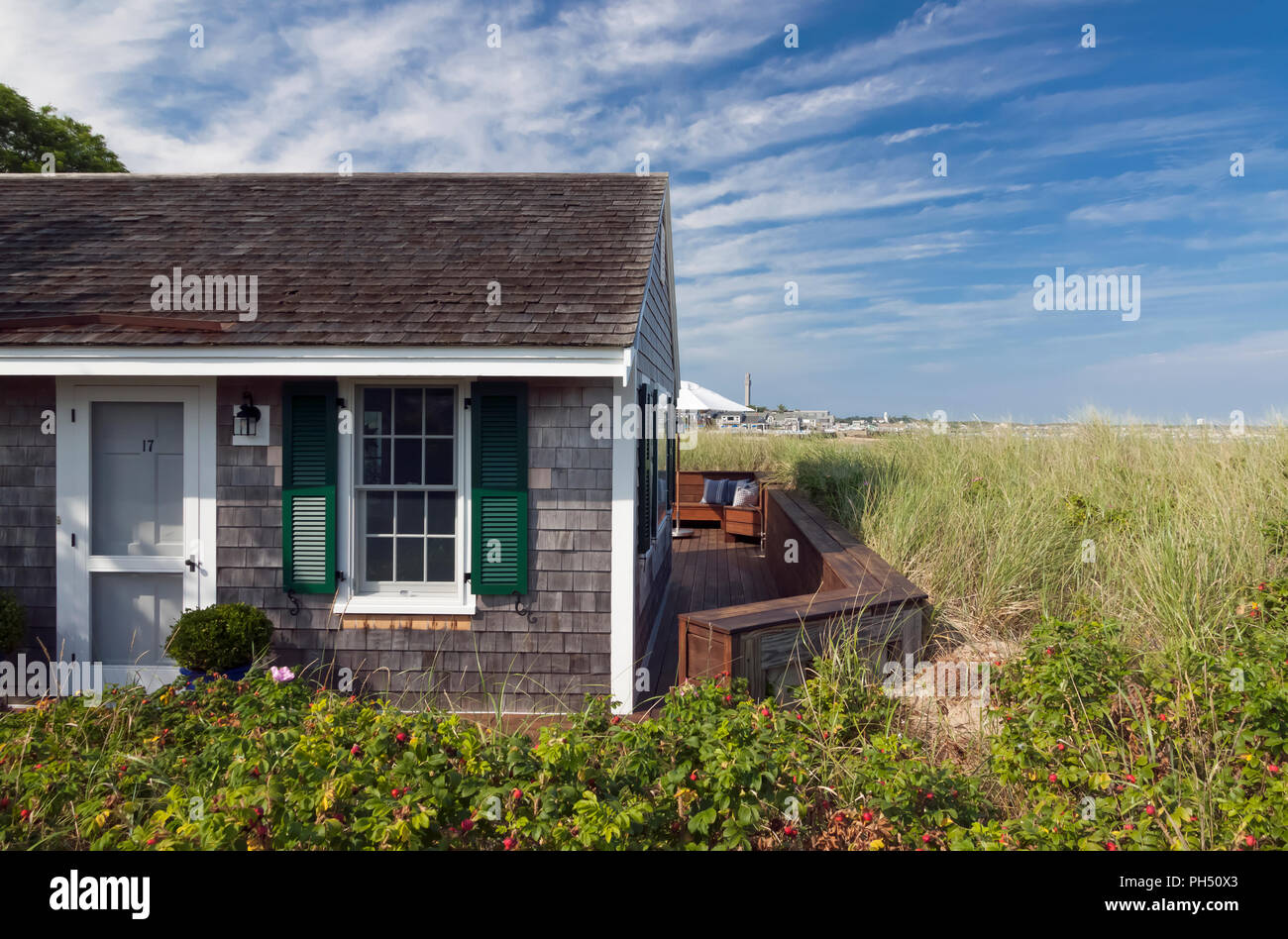 Cape Cod Cottage in a Provincetown sulla baia. Foto Stock