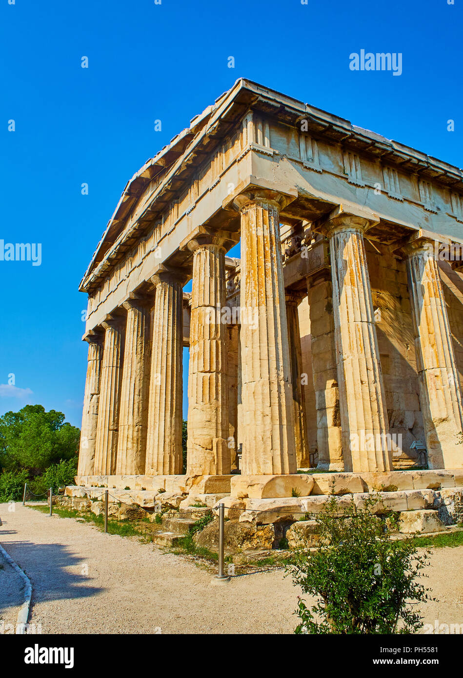 Tempio di Efesto. Il Greco antico luogo di culto situato sul lato nord-ovest dell'agorà di Atene. Regione Attica, Grecia. Foto Stock