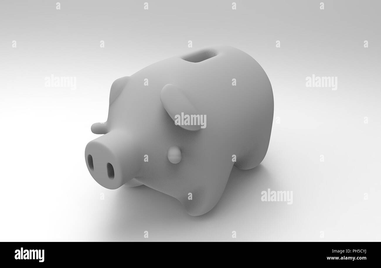 Salvadanaio 3D Render su sfondo bianco Foto Stock