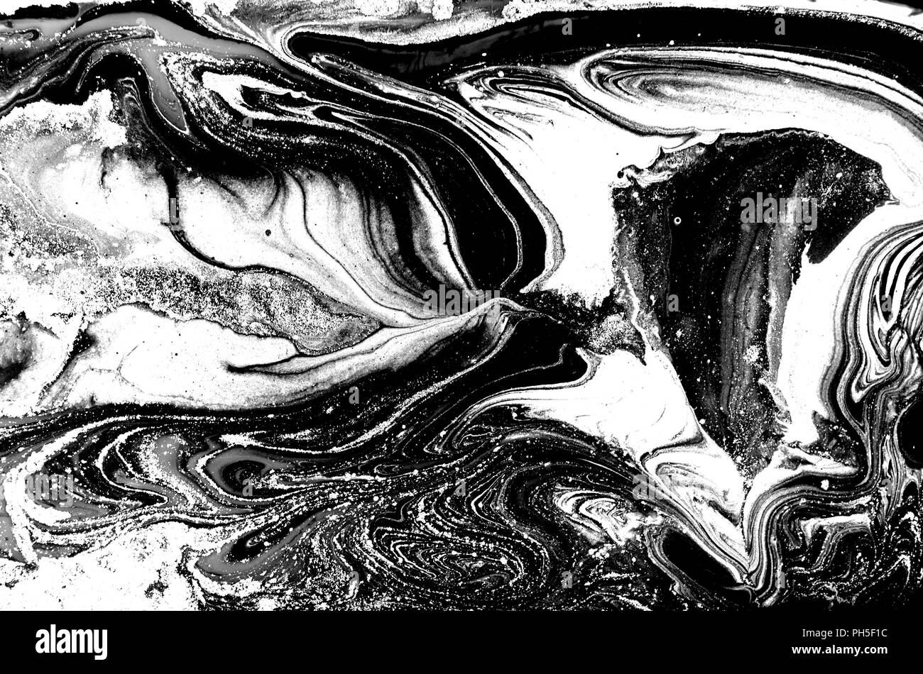 Il Marmo di opere d'arte astratte texture. Bianco e nero modello di onda. Foto Stock