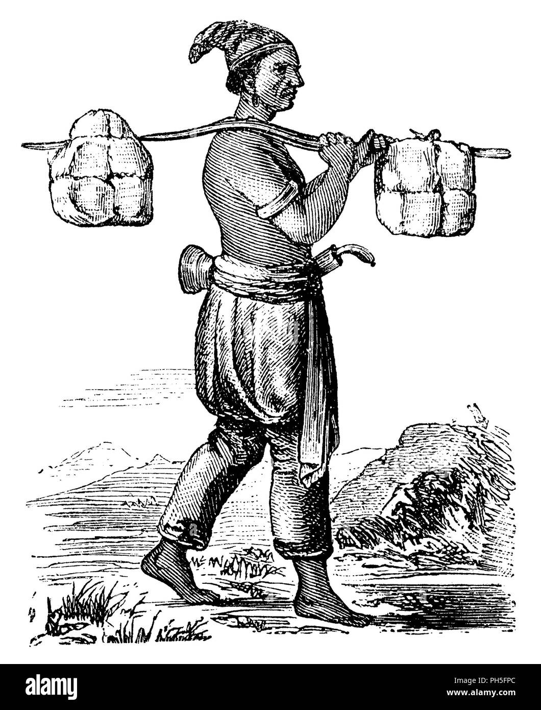 Batta da Pak-pak, portando il benzoino al mercato. Dopo H. V. Rosenberg, H v Rosenberg 1881 Foto Stock