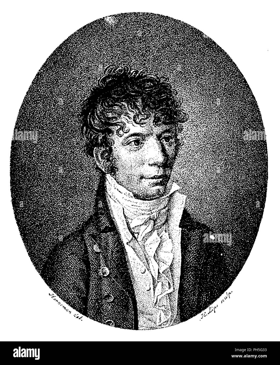 Jens Baggesen Immanuel (nato il 15 febbraio 1764 in Korsør, Seeland, † Ottobre 3, 1826 in Hamburg) era un danese scrittore e traduttore. Dopo una incisione dal 1807, Hornemann u. H. Lips 1895 Foto Stock