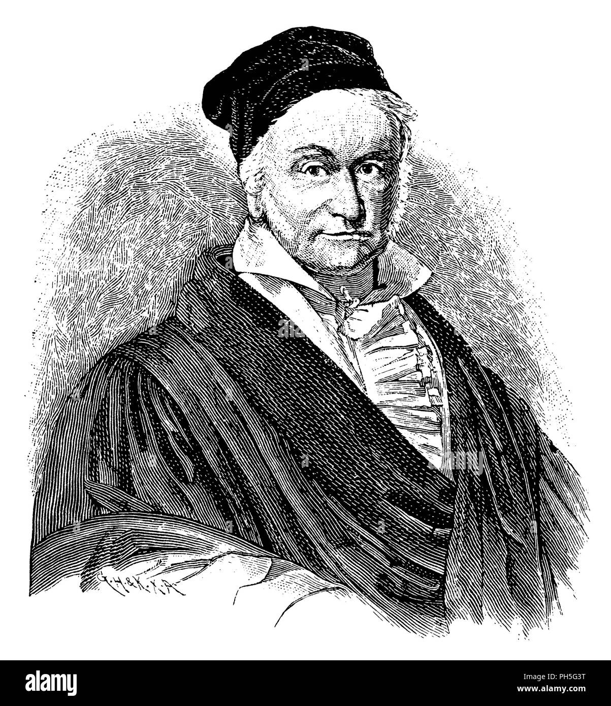 Gauss, Karl Friedrich (nato il 30 aprile 1777, morì il 23 febbraio 1855), Foto Stock