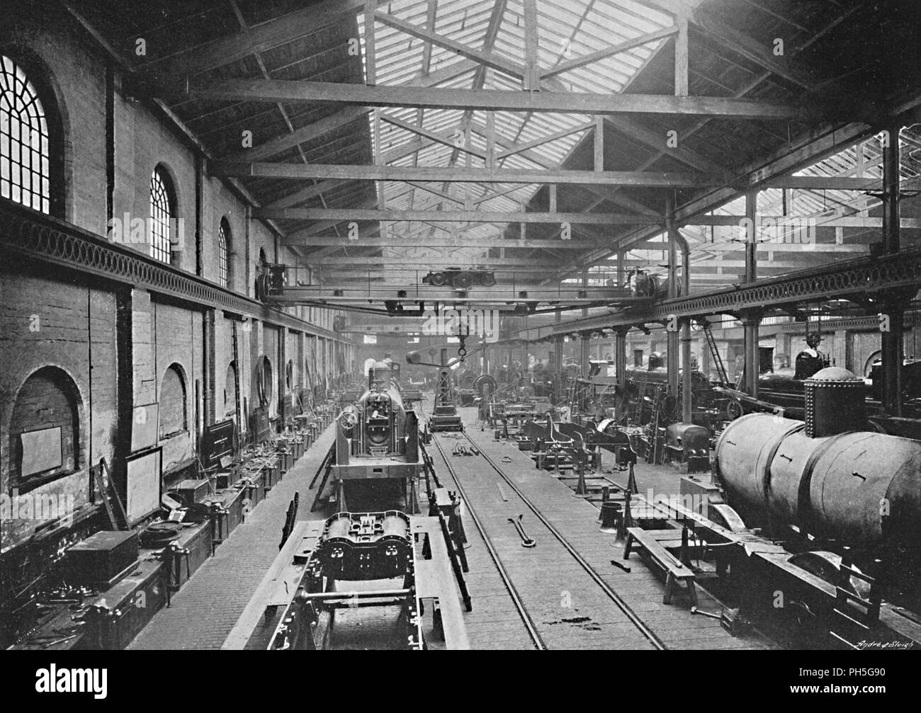 "Erigere Shop, a Londra e a nord-ovest di opere ferroviarie, Crewe', C1896. Artista: sconosciuto. Foto Stock