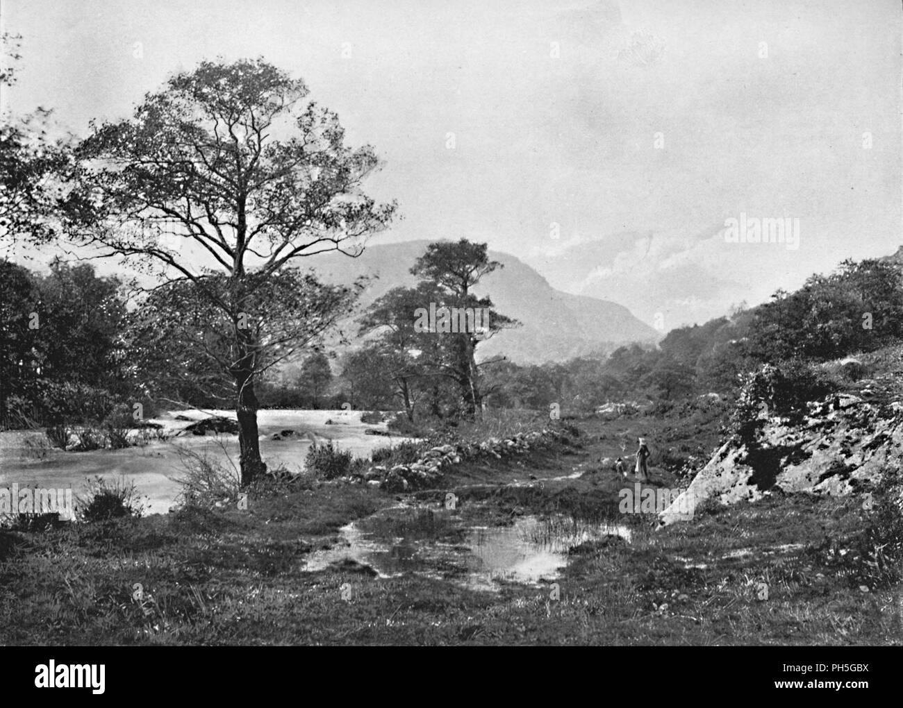 "Sull'Lledr, il Galles del Nord', C1896. Artista: Verde fratelli. Foto Stock