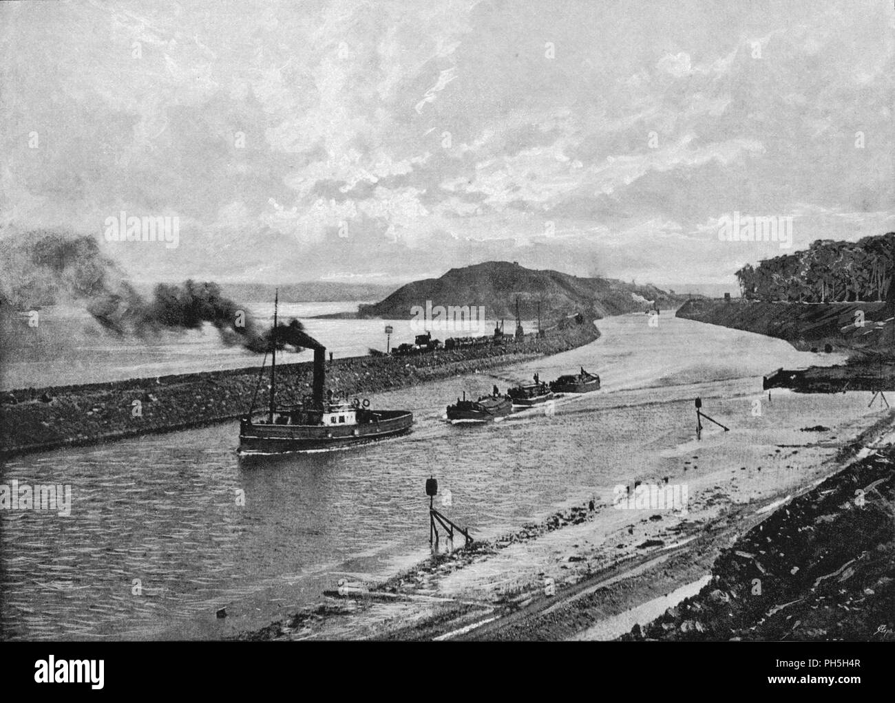 'Manchester Ship Canal, Sopra Eastham', C1896. Artista: H Garside. Foto Stock 'Manchester Ship Canal, Sopra Eastham', C1896. Artista: H Garside. Foto Stock