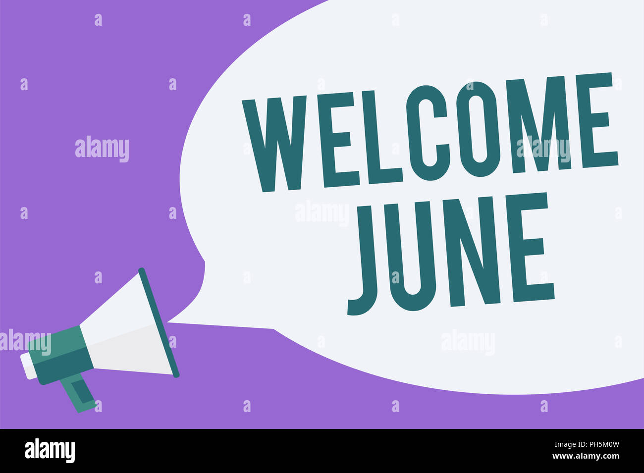 La scrittura della nota mostra Benvenuti giugno. Business photo presentazione calendario sesto mese secondo trimestre trenta giorni saluti megafono altoparlante bu di parlato Foto Stock