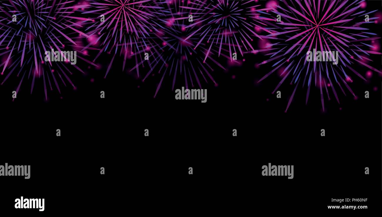 Bella parte rosa fuochi d' artificio nel cielo notturno illustrazione vettoriale EPS10 Illustrazione Vettoriale