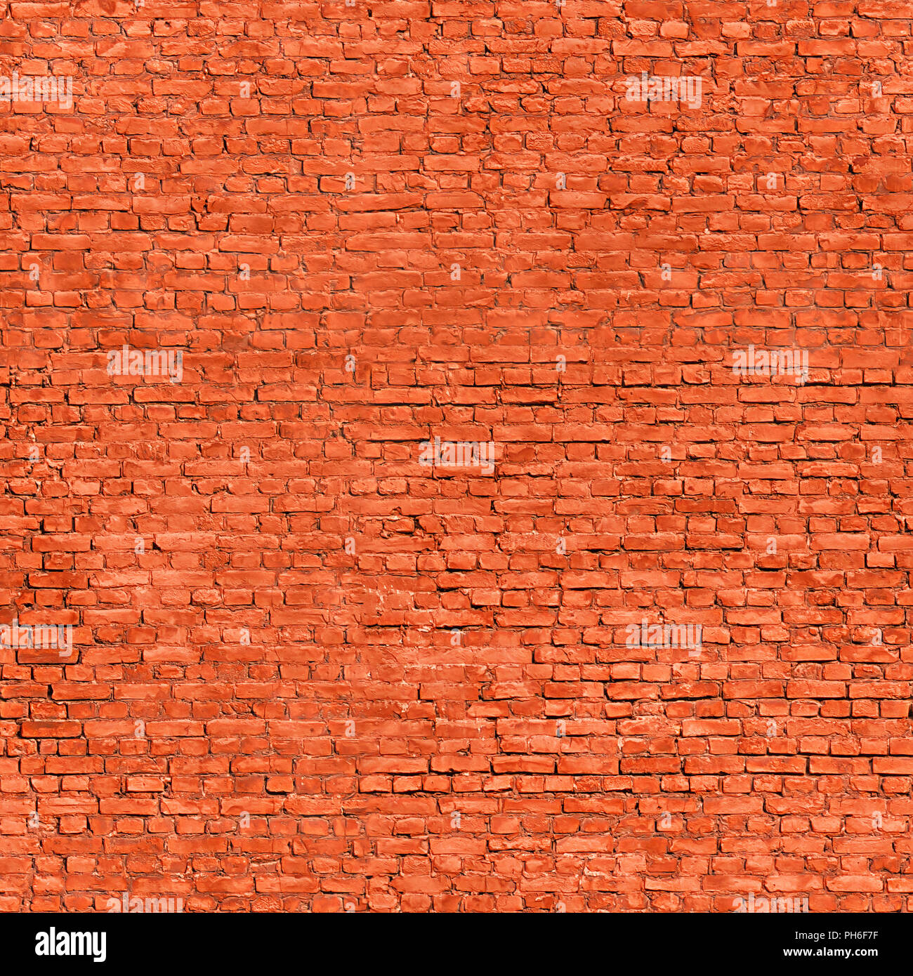 Rosso grande parete di mattoni. Grunge texture senza giunture e sfondo Foto Stock