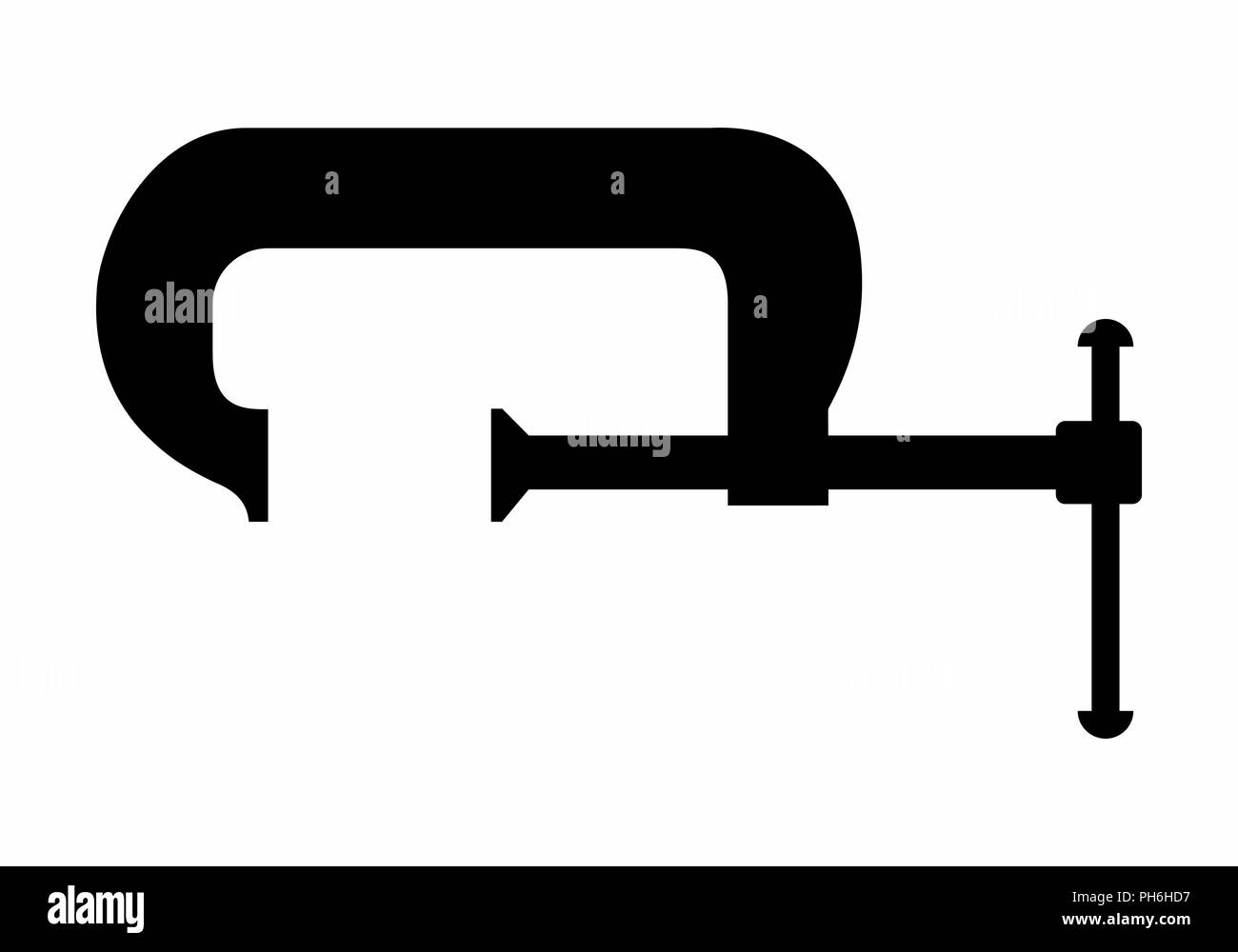 Un morsetto silhouette illustrazione su sfondo bianco Illustrazione Vettoriale