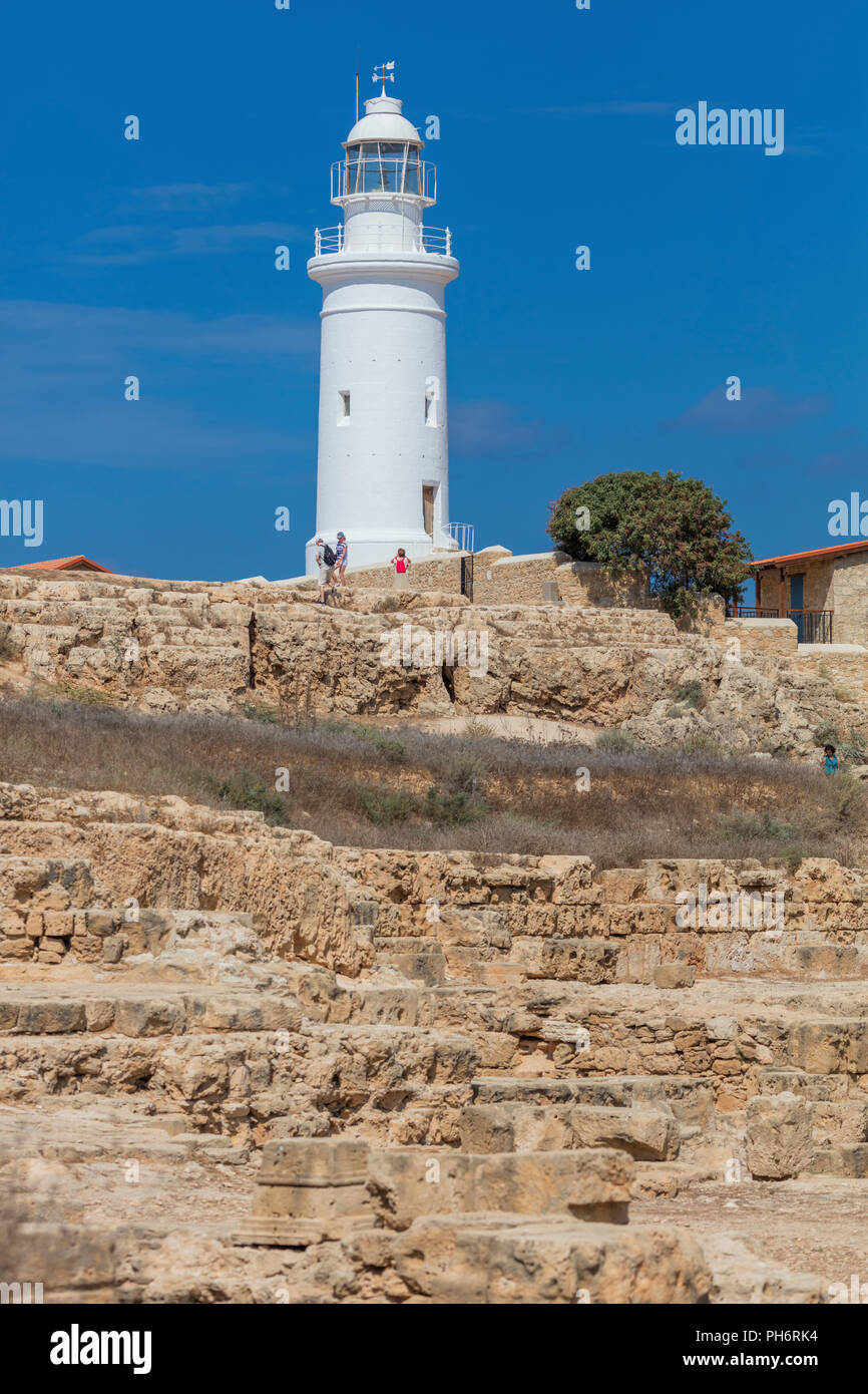 Teatro Odeon e del faro, Paphos, Cipro Foto Stock