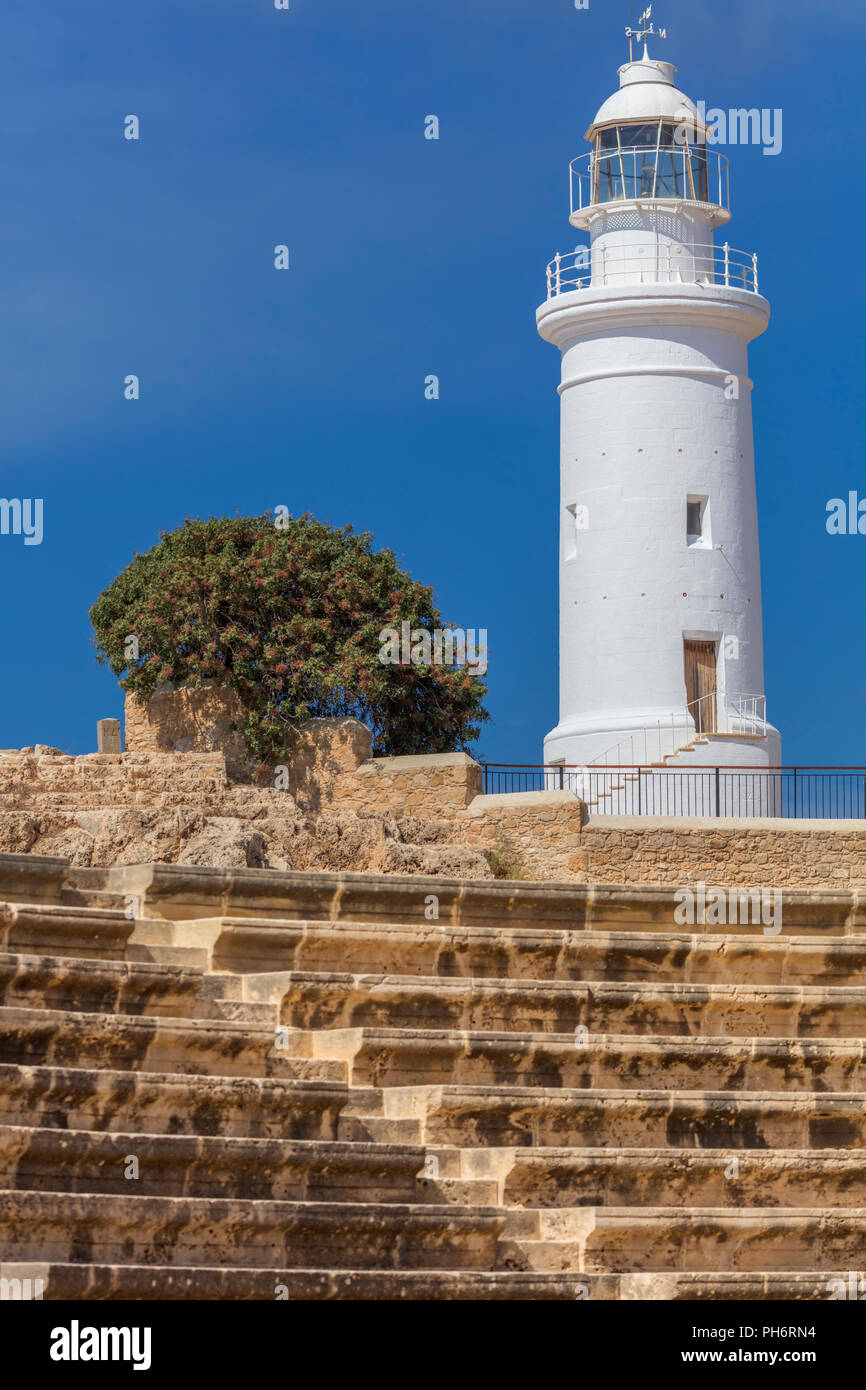 Teatro Odeon e del faro, Paphos, Cipro Foto Stock