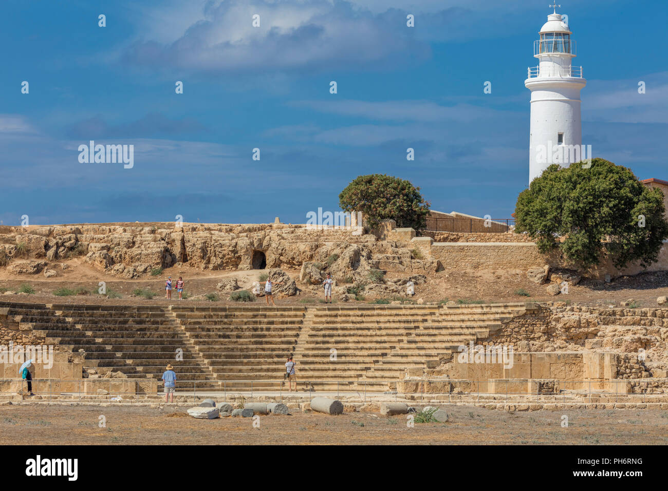 Teatro Odeon e del faro, Paphos, Cipro Foto Stock
