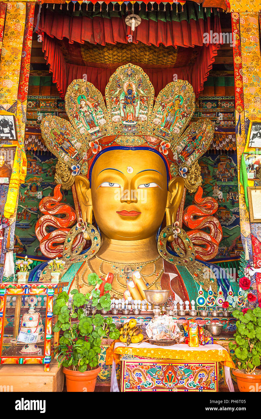 Maitreya Buddha nel monastero di Thiksey Foto Stock