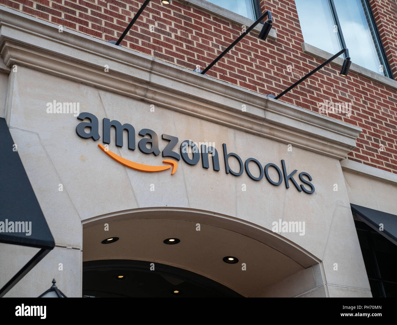 Amazon libri fisica posizione retail edificio segno Foto Stock