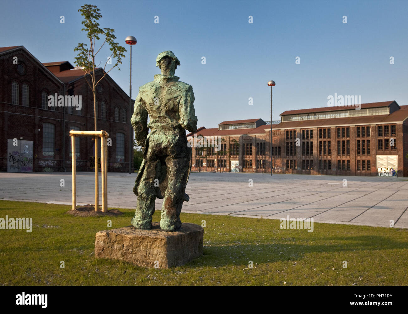 I minatori scultura, Phoenix West, Dortmund, Germania. Foto Stock