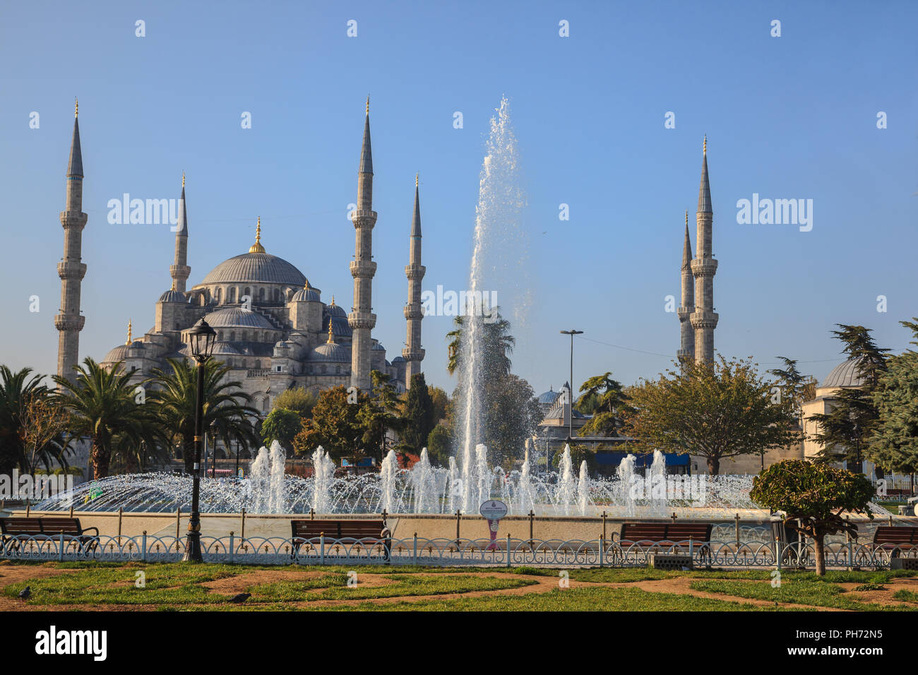 La Moschea Blu e la fontana Foto Stock