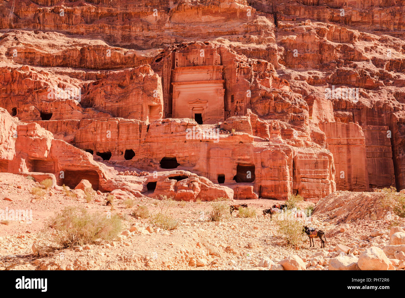 Sepolture presso la città perduta di petra Foto Stock