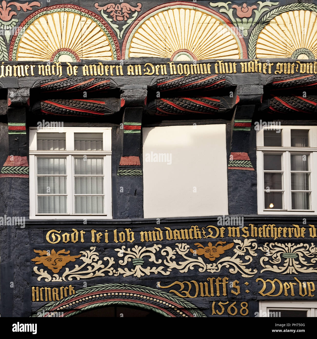 Città Vecchia Hoexter, Weser in stile rinascimentale, Germania Foto Stock