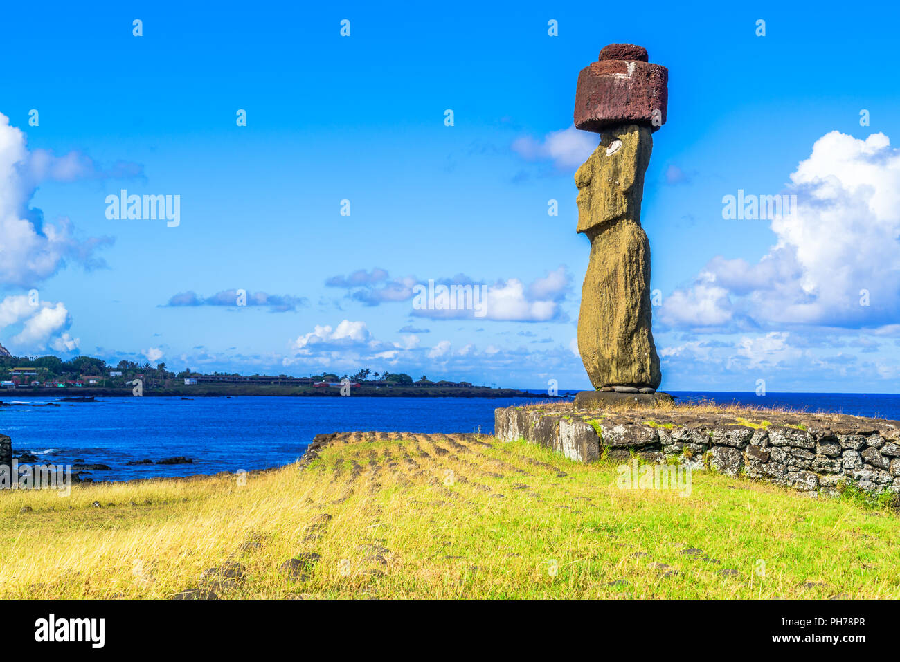 Moai a Ahu Ko Te Riku Foto Stock