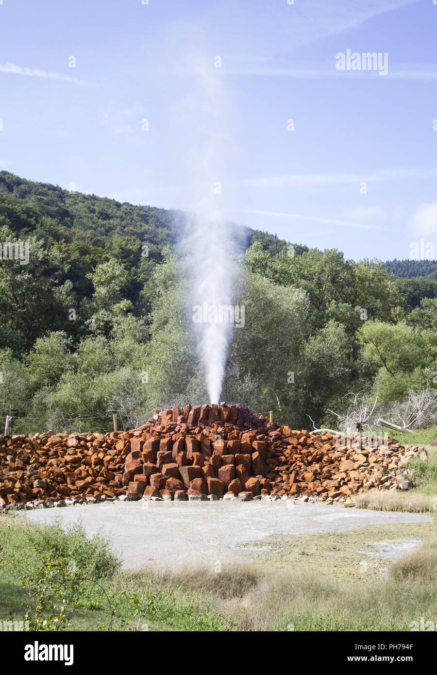 Andernach, Vulkan Eifel, Geyser Namedyer Werth Foto Stock