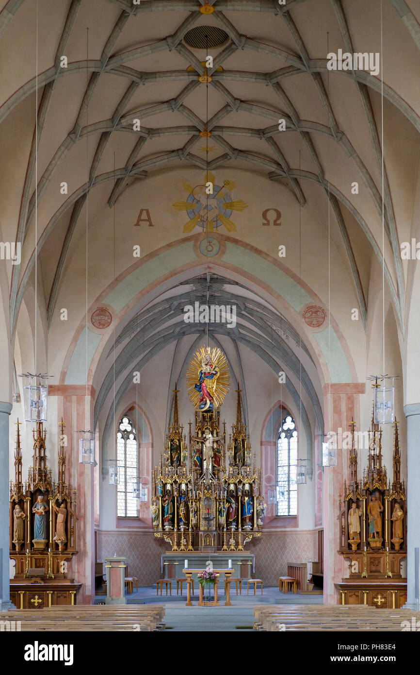 Coro, chiesa collegiata di San Filippo e St. Jakob, Bad Grönenbach, Unterallgäu, Algovia, Svevia, Baviera, Germania Foto Stock