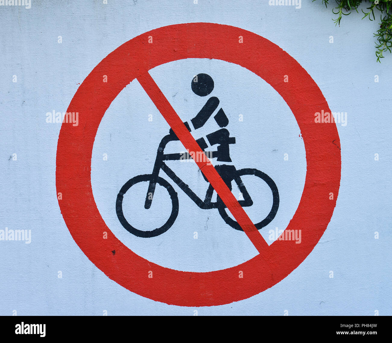 Graffiti, Fahrradverbot, Koeln, Nordrhein-Westfalen, Deutschland Foto Stock