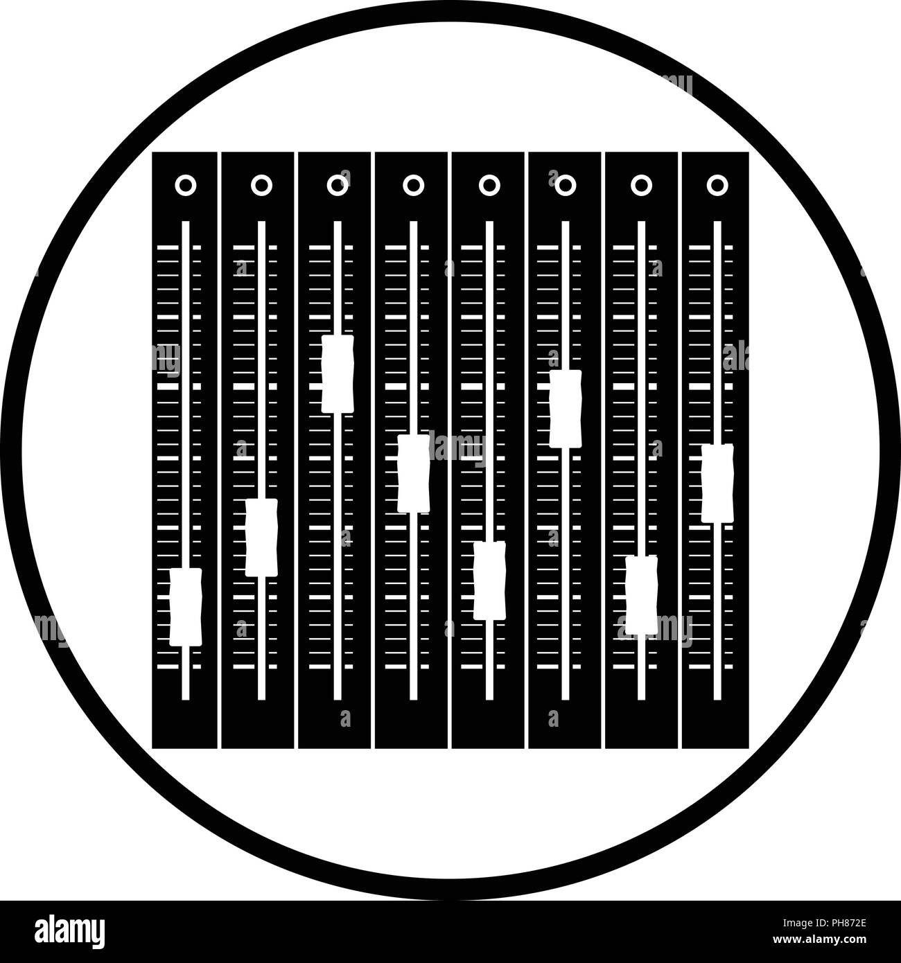 Musica equalizzatore icona. Cerchio sottile design. Illustrazione Vettoriale. Illustrazione Vettoriale