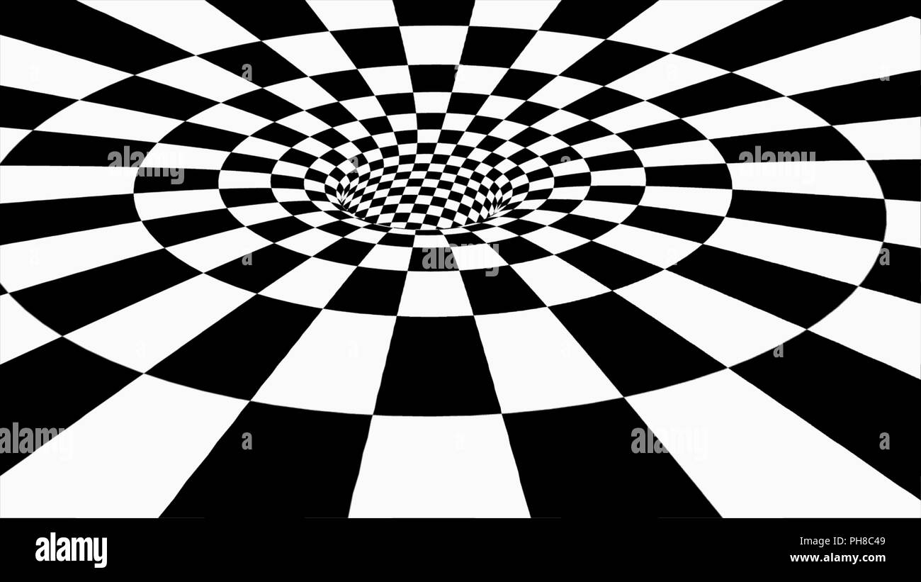 Tunnel quadrato, in bianco e nero tunnel astratta. 3d Foto Stock