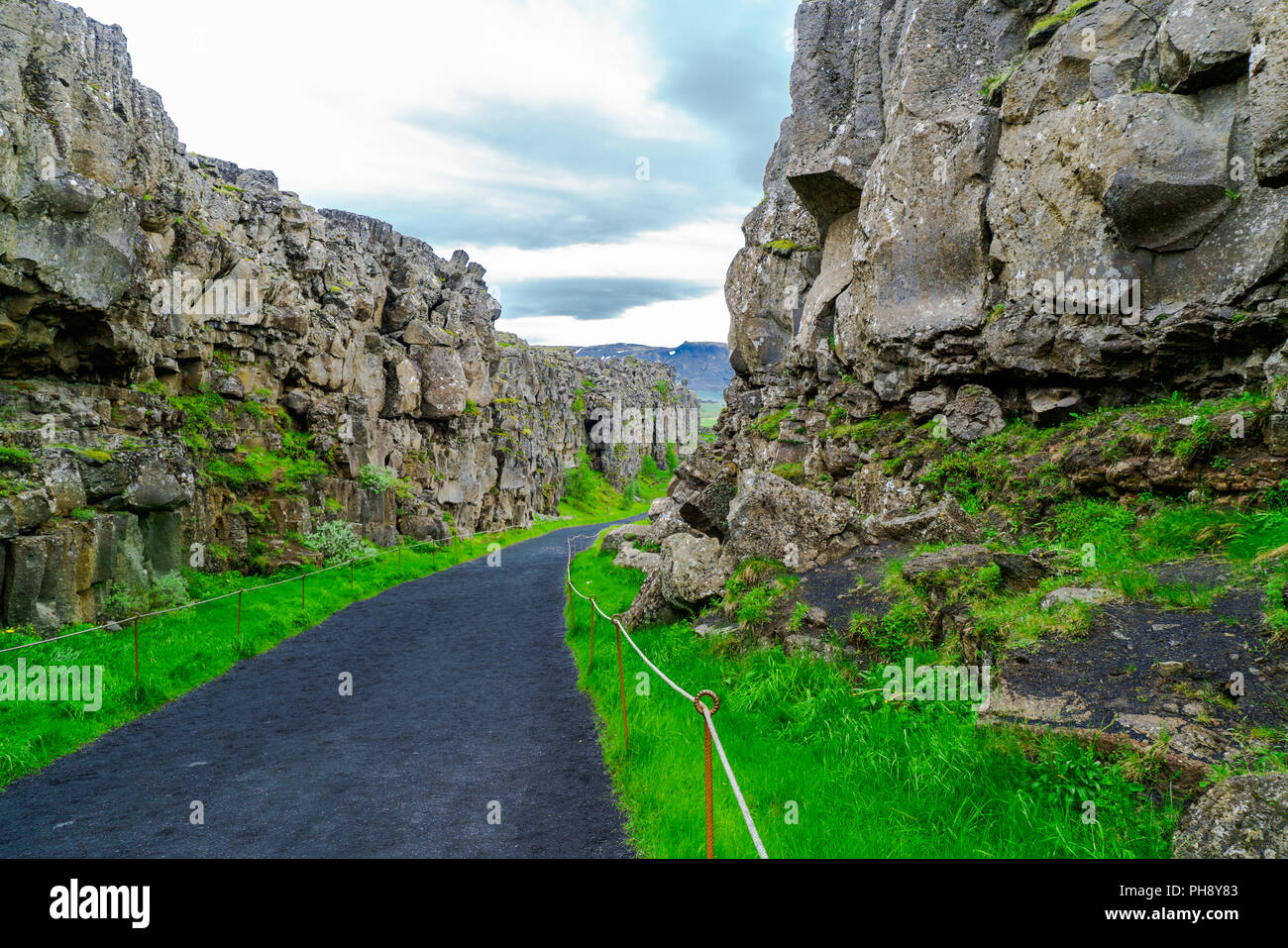 Cresta di Mid-Atlantic Ridge a Thingvellir National Park Foto Stock
