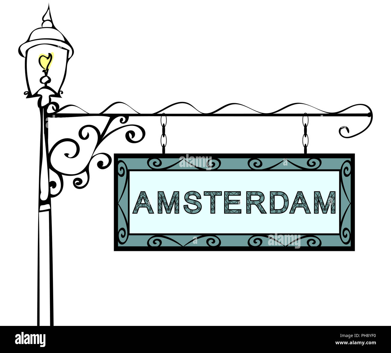 Amsterdam retro vintage puntatore lampione. Foto Stock