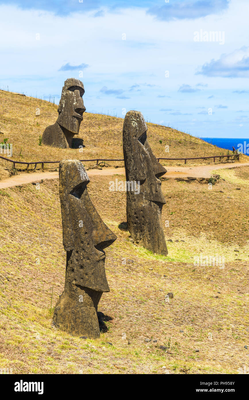 Pietra vulcanica statua al Parco Nazionale di Rapa Nui Foto Stock