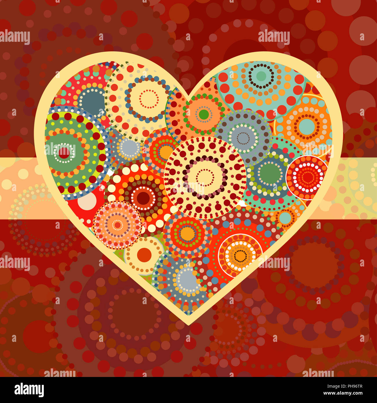 Vintage cuore con nastro sfondo romantico Foto Stock