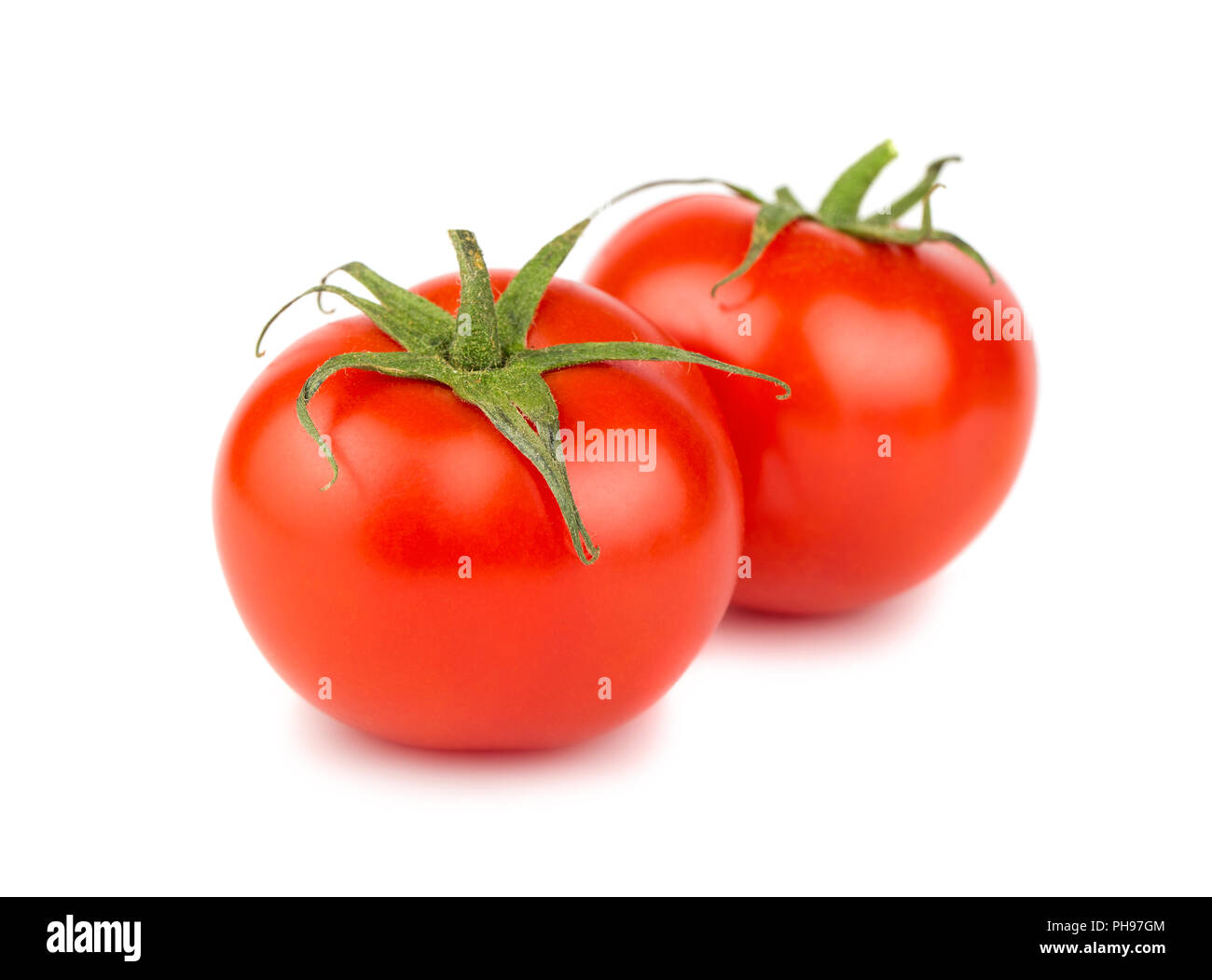 Due rosso pomodoro maturo Foto Stock