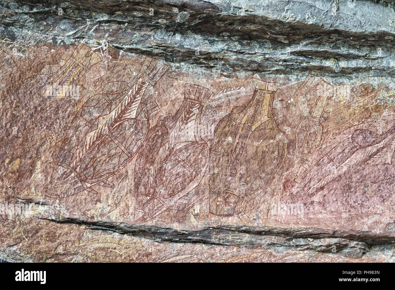 Antichi disegni di roccia Foto Stock