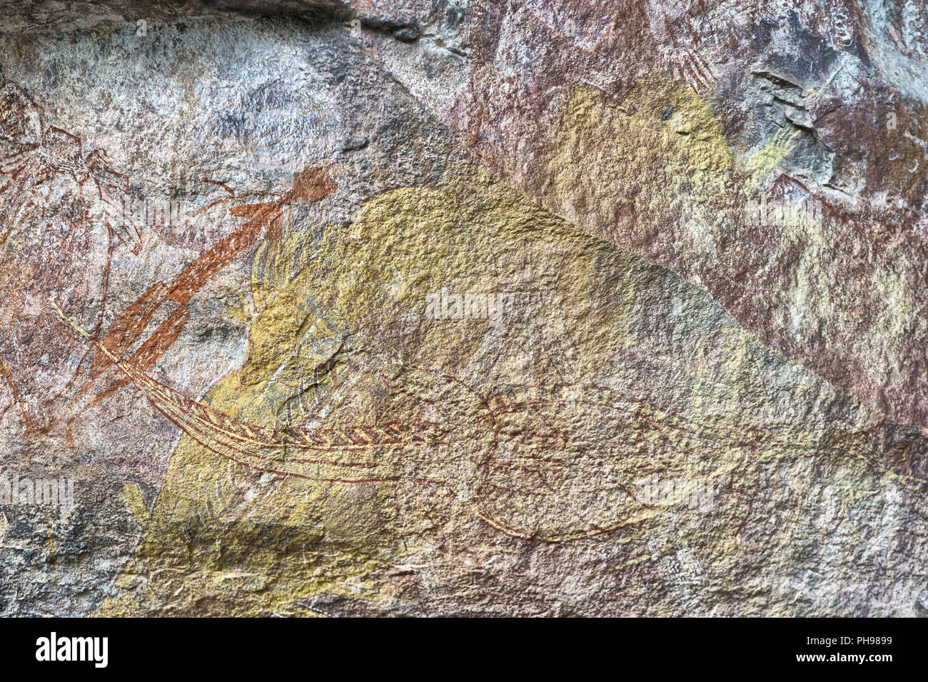 Antichi disegni di roccia Foto Stock