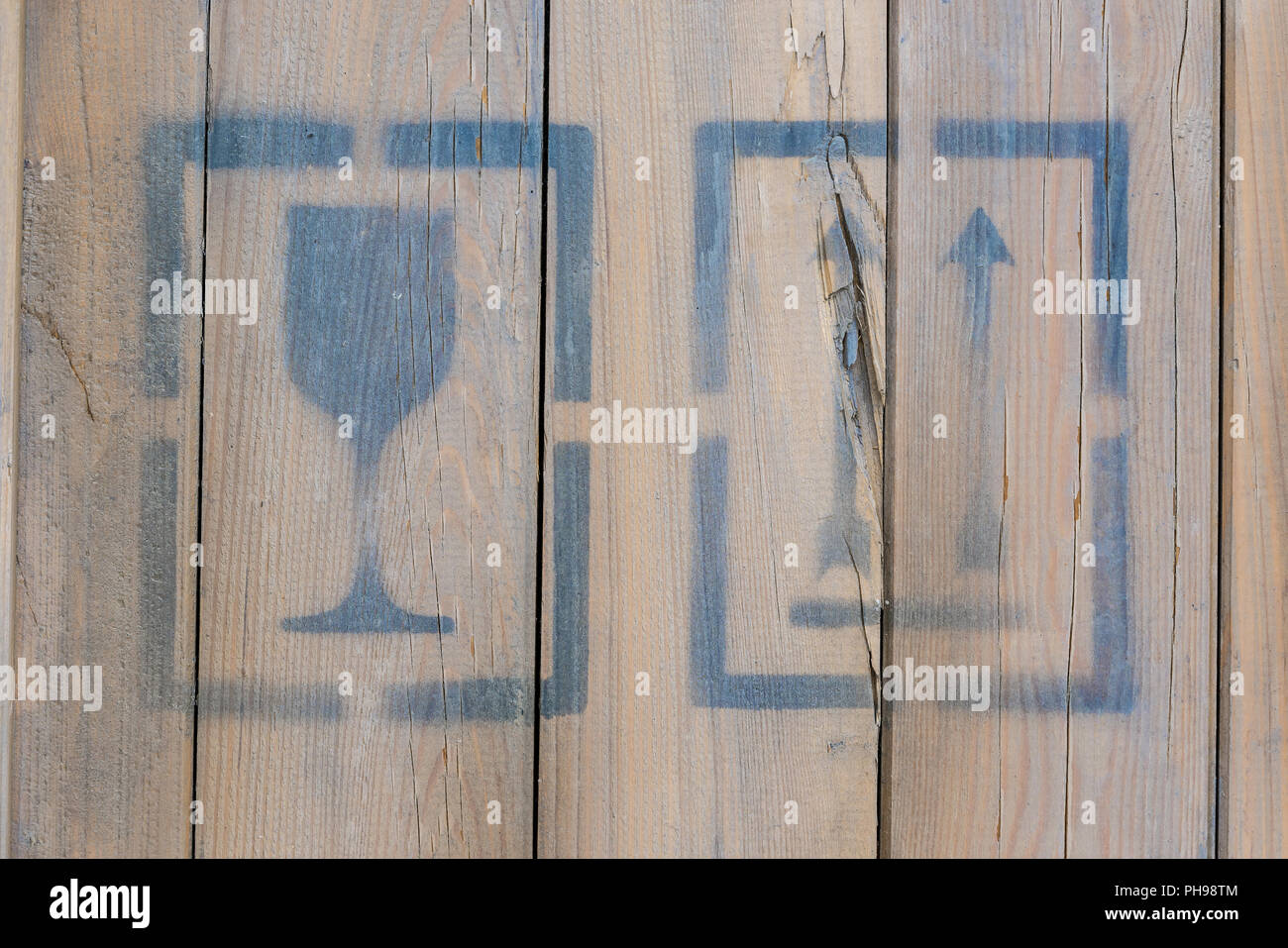 Icone fragile e questo lato in alto Foto Stock