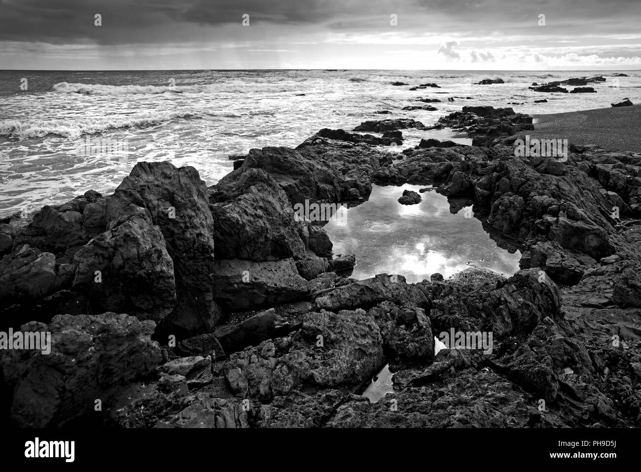Seashore Langaholt, Snaefellsnes, Islanda Foto Stock