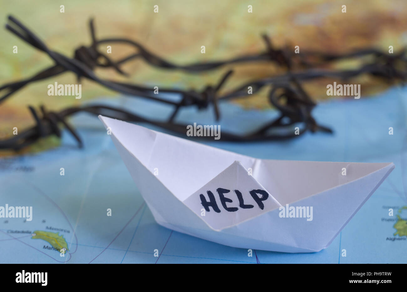 Crisi migranti rifugiati mappa del mondo Foto Stock