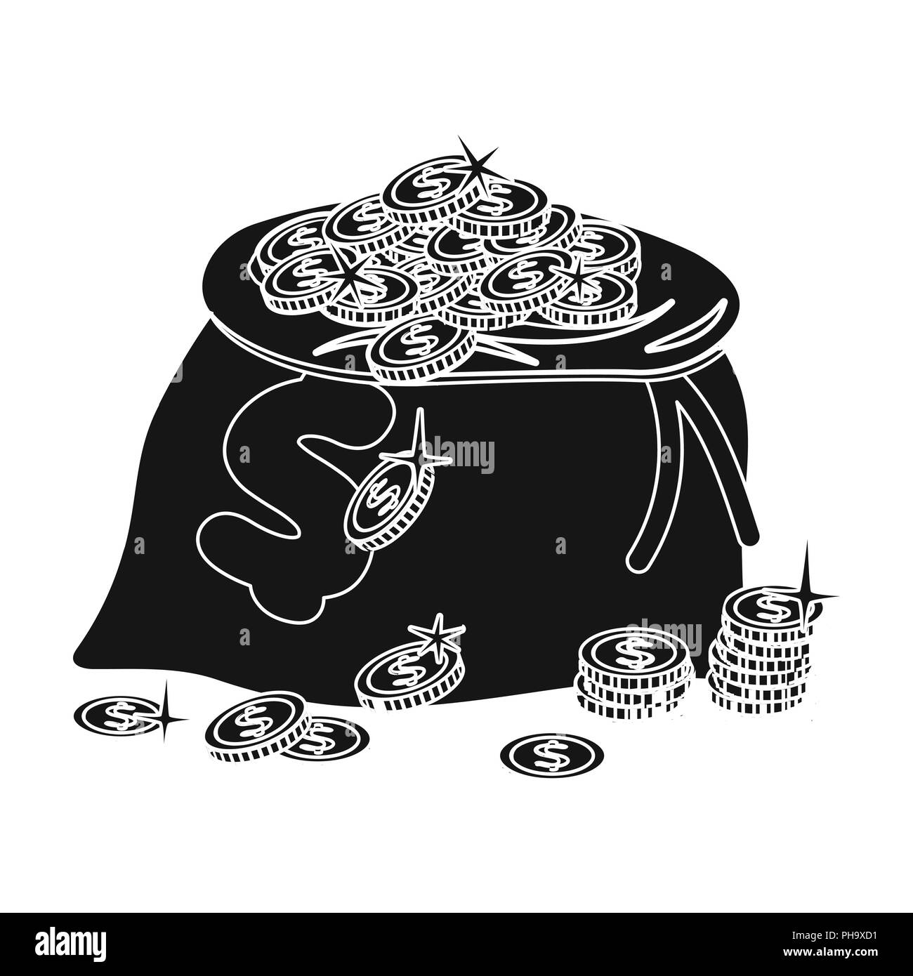 Accumulo,banca,Black,capitale,contanti,centesimi,monete,CAMBIO,dollar,finanza,fondi,icona,immagine,isolato,logo,soldi,sacco,cassetta di sicurezza,protezione,segno,string,il simbolo,vettore,ricchezza,web, Vettori vettore , Illustrazione Vettoriale