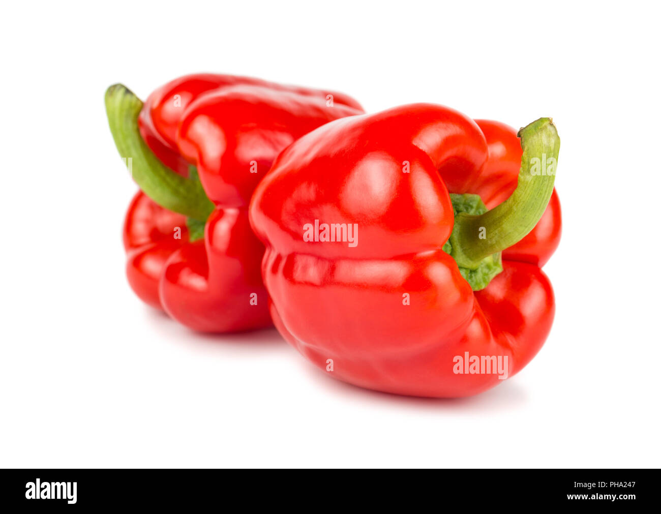 Coppia di red i pimenti o peperoni dolci Foto Stock